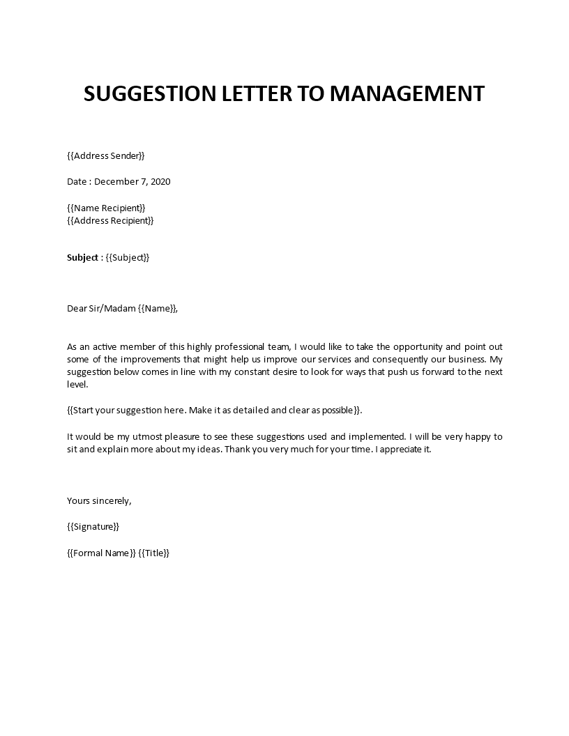 cover letter suggestion for company improvement
