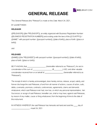 General release of liability form template