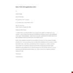 Sales Clerk Job Application in London | Effective Letter Template | Winget example document template