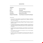 Senior Finance Manager Job Description example document template