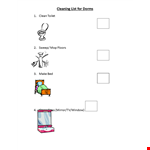 Dorm Room Cleaning Checklist Template example document template