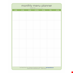 Monthly Meal Plan Template - Organize Your Home Meals example document template