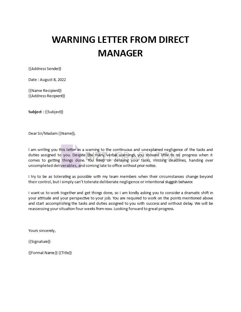 written warning template Main Image written warning template