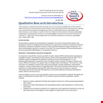 Qualitative Research Introduction example document template