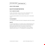 Employment Offer Letter Template example document template