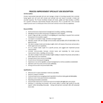 Process Improvement Specialist Job Description example document template