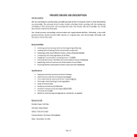 Personal Driver Job Description example document template