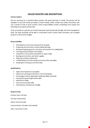 House Painter Job Description