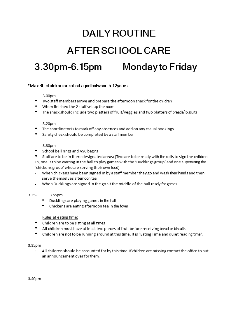 After School Schedule Template Organize Daily Activities For Staff after-school-schedule-template-organize-daily-activities-for-staff
