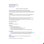 Nursery Caregiver Job Description example document template