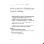 Associate Consultant Job Description example document template