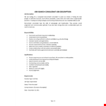 Job Search Consultant Job Description example document template