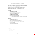 Freelance Software Tester Job Description example document template