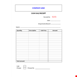 Cash Sale Receipt example document template