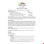 College Project Management Certificate example document template 