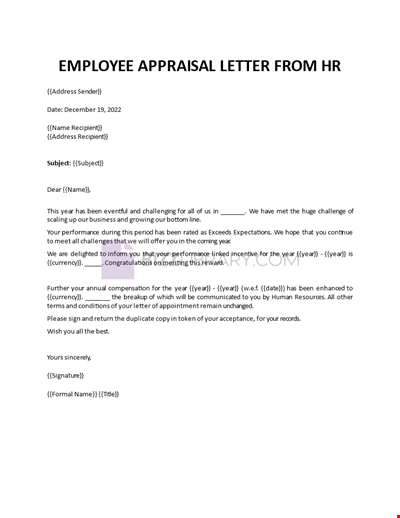 Employee Appraisal from HR