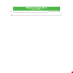 Personal Budget Worksheet Form example document template