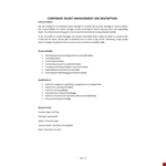 Talent Management Job Description example document template