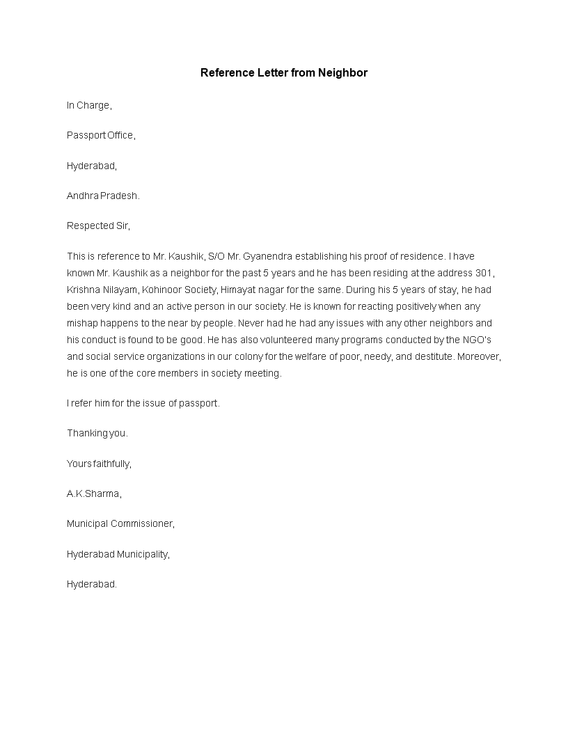 Expert Reference Letter for Passport