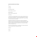 Promotion Recommendation Letter For Manager example document template