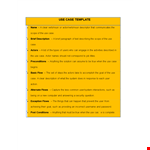 Clear and Concise Use Case Template - Download Now example document template