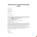 Entry Level File Clerk Job Application Letter example document template