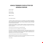 Vehicle Trimmer cover letter example document template