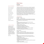 Free Sample Teacher Resume example document template