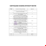 Earthquake Shaking Intensity Meter example document template 