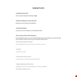 Speaking Proverbs example document template