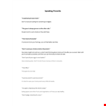 Speaking Proverbs example document template 