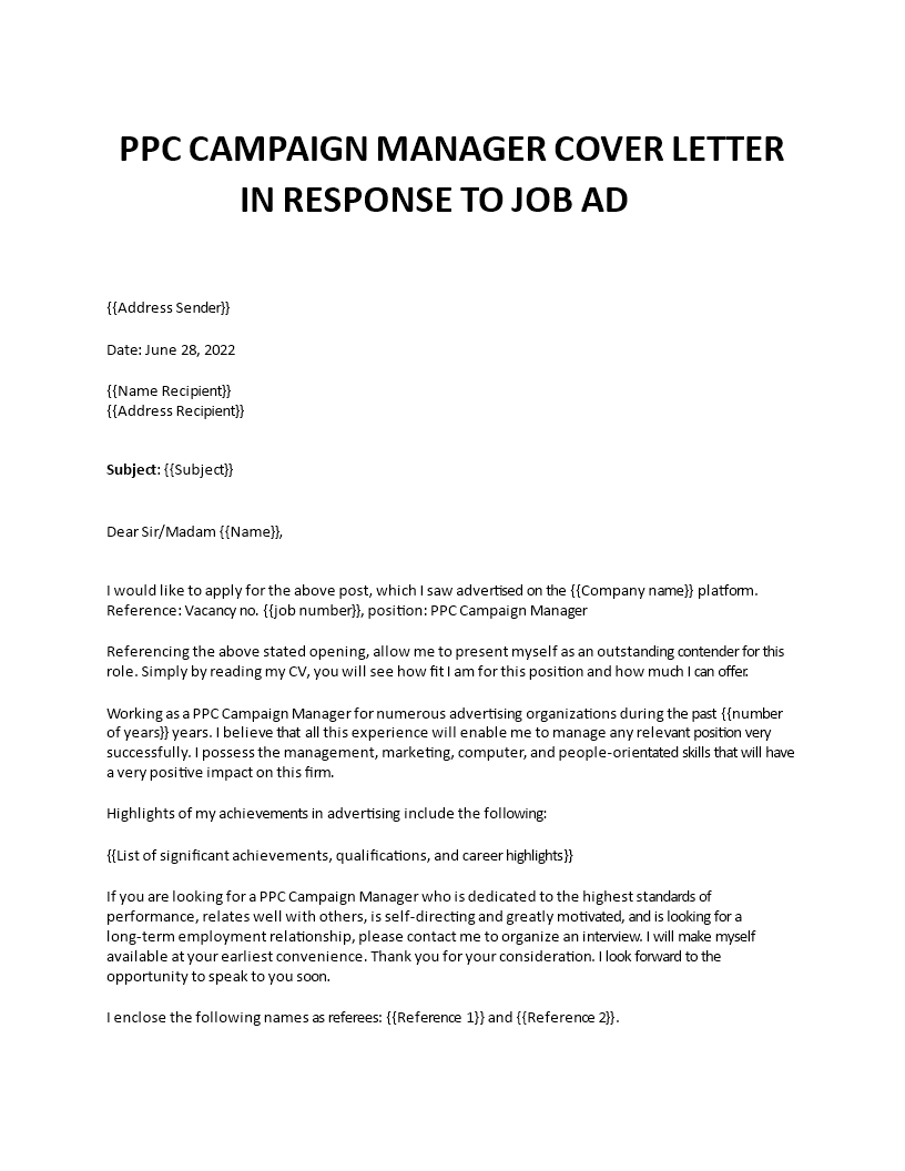 ppc campaign manager sample application letter Main Image ppc campaign manager sample application letter