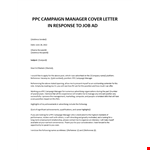 PPC Campaign Manager sample application letter  example document template