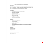 Hotel Housekeeping Job Description example document template