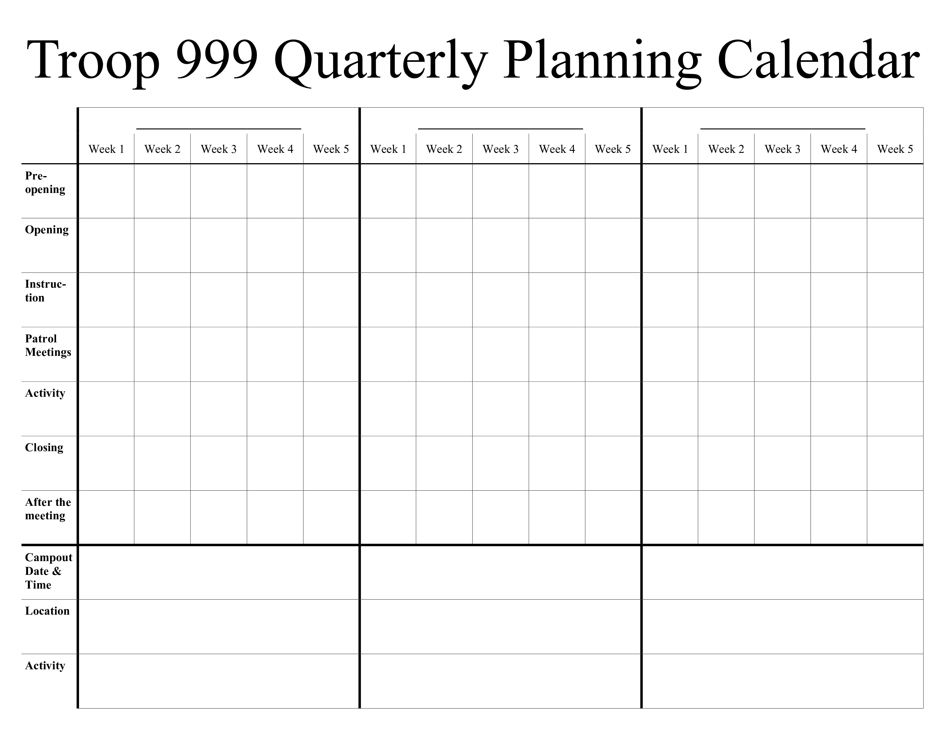 Quarterly Calendar