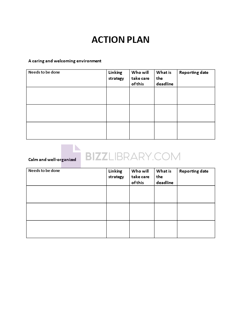 action plan template template