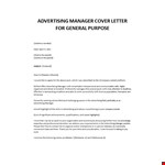 Advertising Manager cover letter  example document template