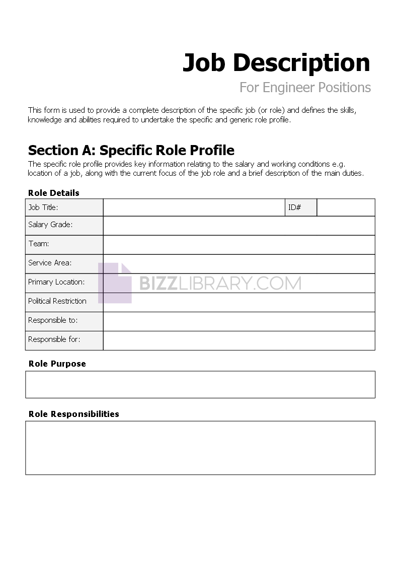 job description form template for engineers template