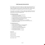 Store Manager Job Description example document template