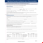 High School Counselor Recommendation Letter example document template