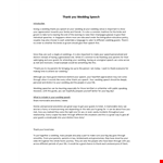 Thank You Wedding Speech example document template