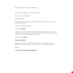 Security Deposit Return Letter example document template