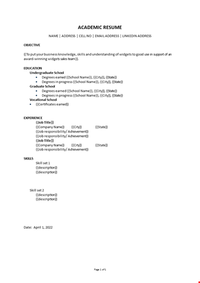 Academic Resume Template
