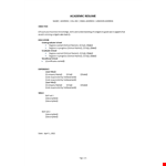 Academic Resume Template example document template