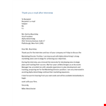 Post Interview Thank You Email: Marketing, Interview, Advertising & More example document template