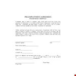 Submit Employment Information with Pre-Employment Agreement Authorization example document template 