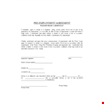 Submit Employment Information with Pre-Employment Agreement Authorization example document template