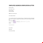 Employee Address Verification Letter example document template