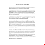 Welcome Speech for Freshers Party example document template