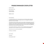 Finance Manager Cover Letter example document template